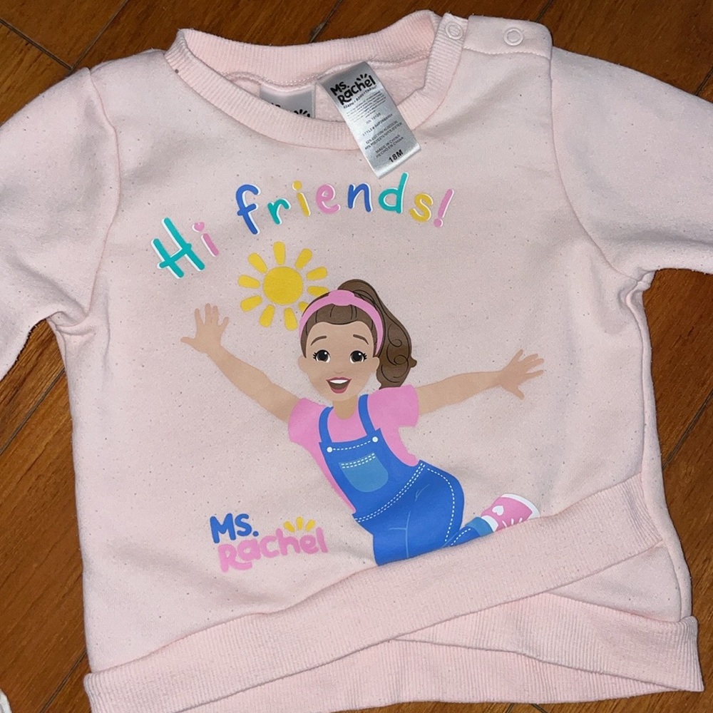 Colorful Ms Rachel bundle set lot pajamas t-shirt 12 mo sweat suit 2 piece 18 mo - Picture 5 of 5